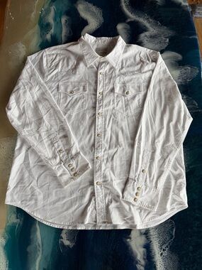 Men's Tecovas Original White Natural Denim Pearl Snap long sleeve shirt XL
